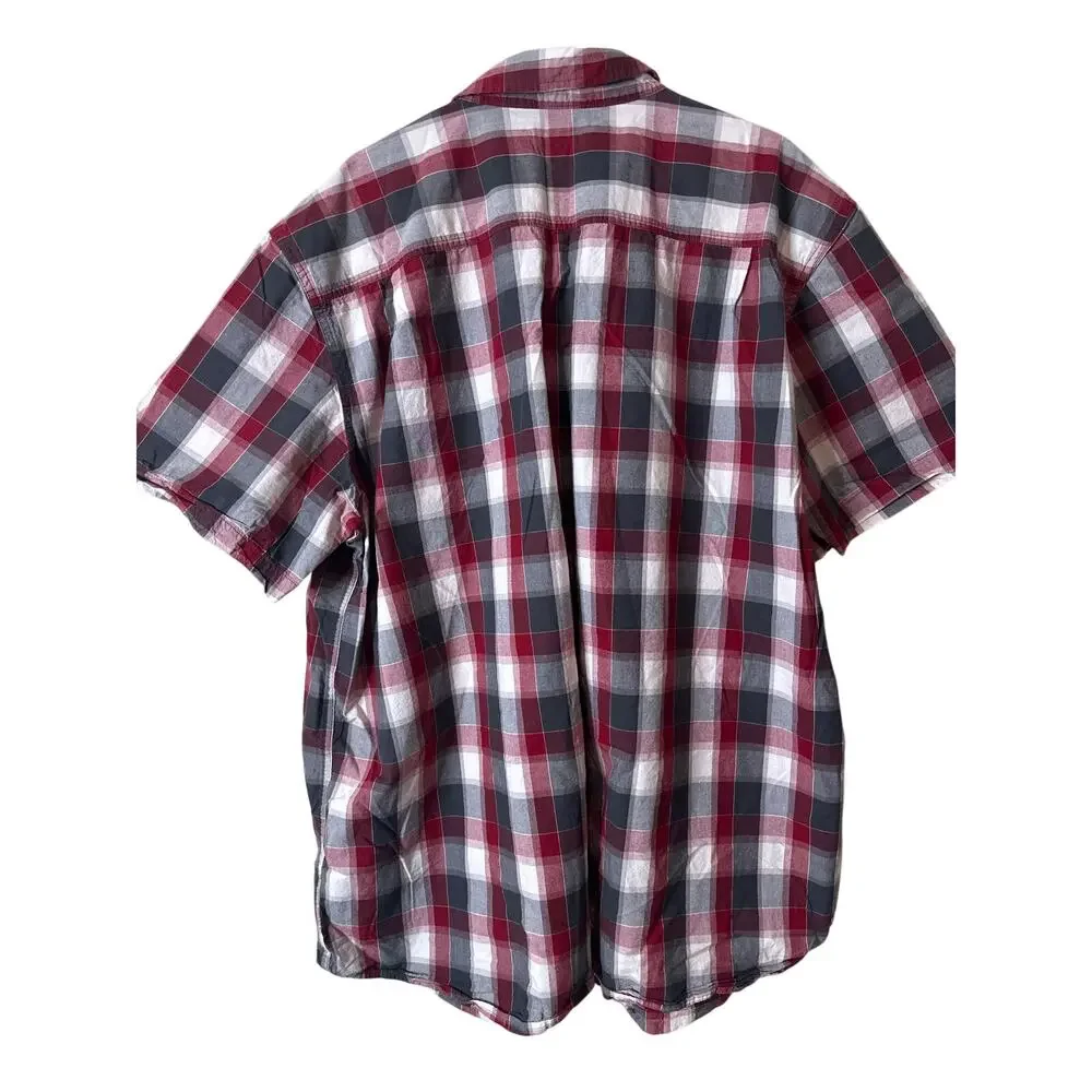 Carhartt Collared Button Down Relaxed Fit Plaid Short Sleeve Shirt 2XL tall B - Picture 5 of 5